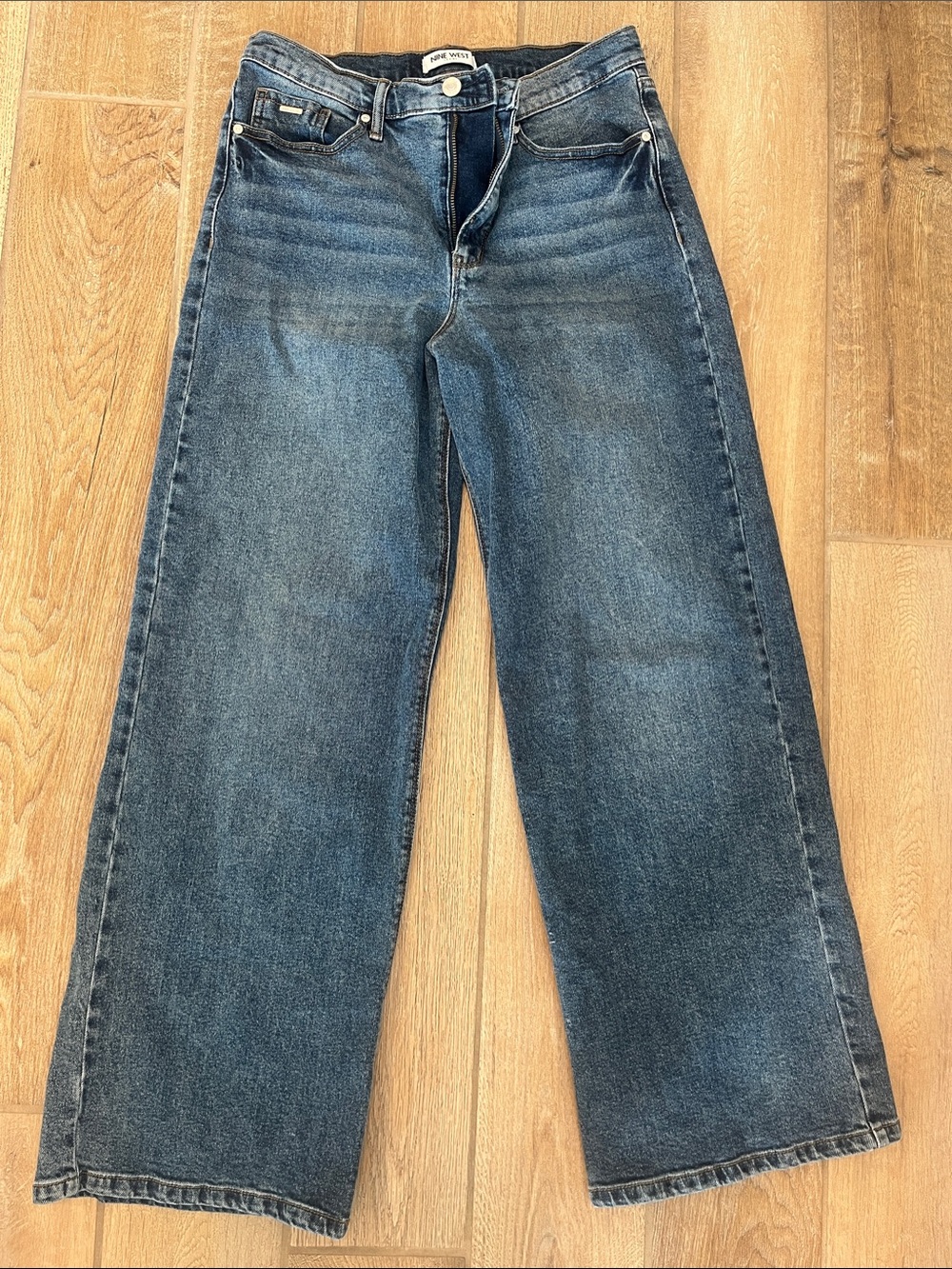Nine West Wide Leg Jeans in Medium Blue Wash